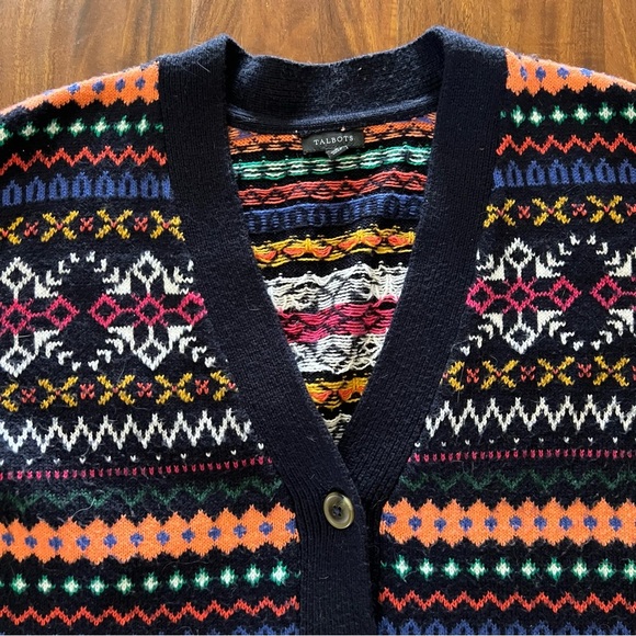 Talbots V-Neck Sweater Cardigan Fair Isle Delight size small - Picture 6 of 10